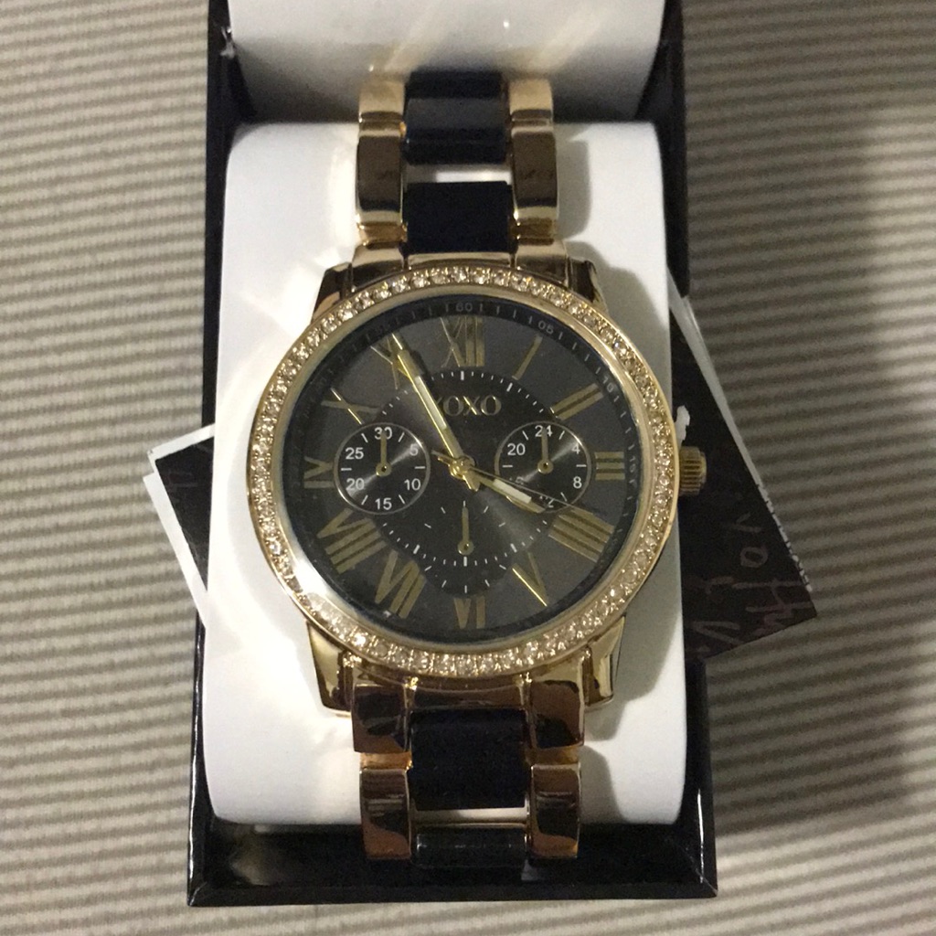 Xoxo Black & Gold Watch